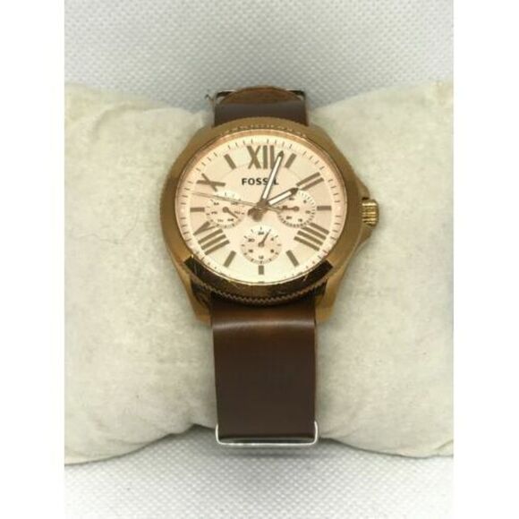 Fossil AM4511 Cecile Womens Brown Leather Analog Rose Gold Dial Quartz Watch Ff1 - Picture 1 of 9